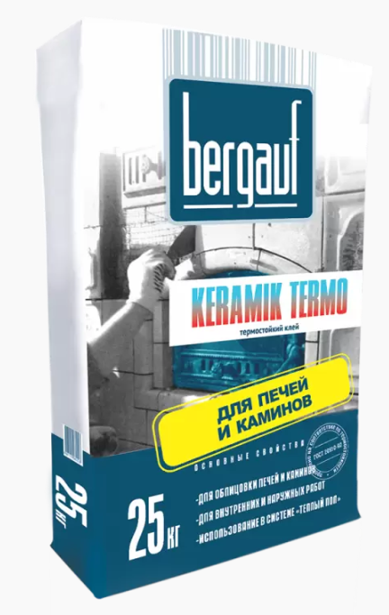 Клей жаростойкий для облицовки печей и каминов BERGAUF Keramik Termo, 5кг